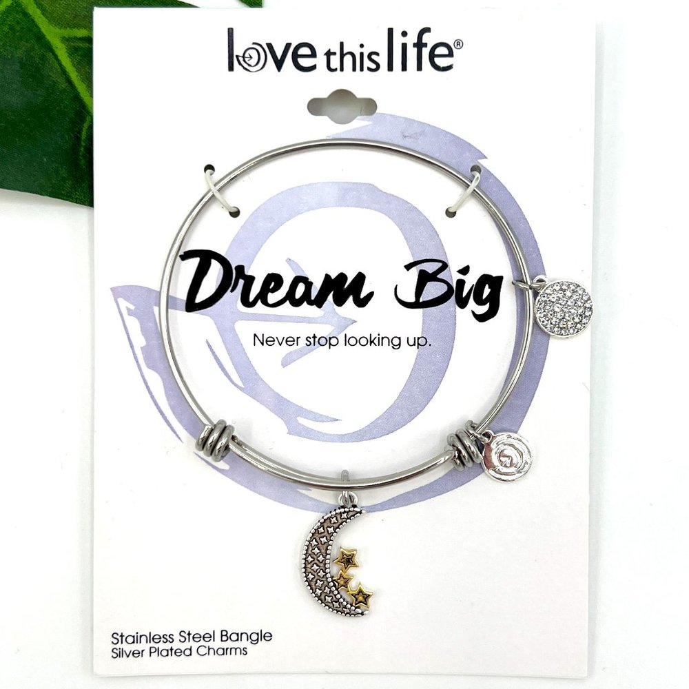 Love This Life "Dream Big" Stainless Steel Charm Bracelet